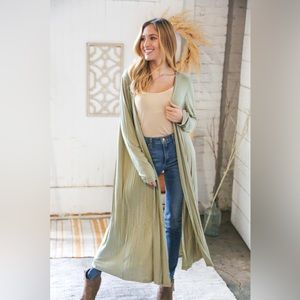694 ❤️ 1X PLUS OLIVE UNIQUE LONG CARDIGAN